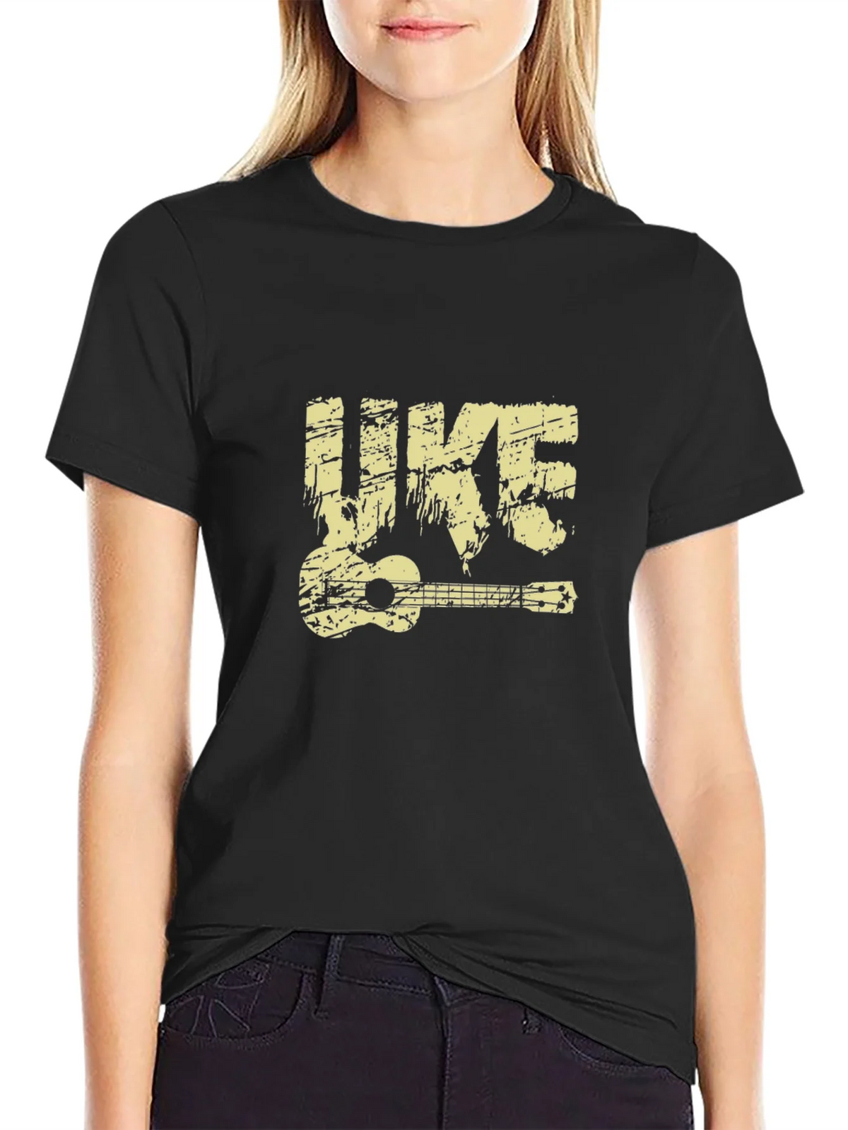 Ukulele Graphic T-Shirt - Black Cotton Tee product image 1