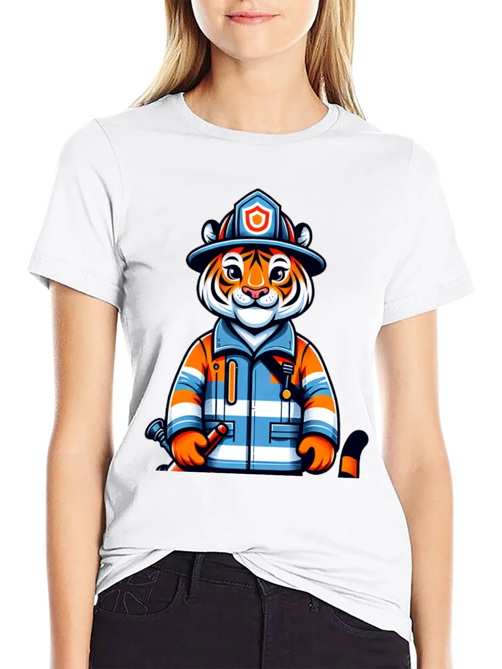 Tiger Firefighter Graphic Tee - Novelty Animal Shirt product image 8