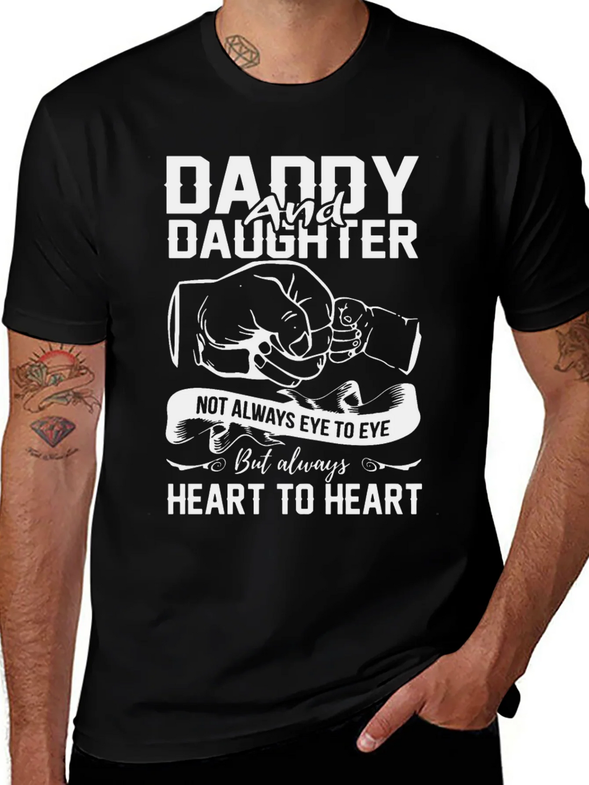 Daddy and Daughter Heart to Black T-Shirt product image 1