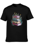 Book Stack Graphic Tee - Readers Delight product image 1