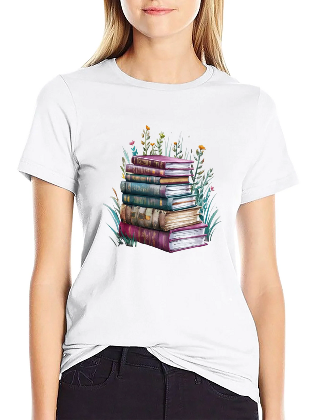 Book Stack Graphic Tee - Readers Delight product image 4