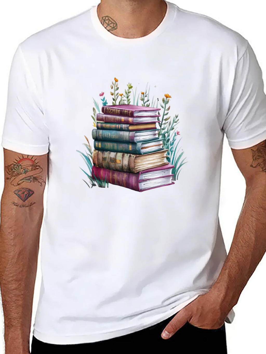 Book Stack Graphic Tee - Readers Delight product image 3