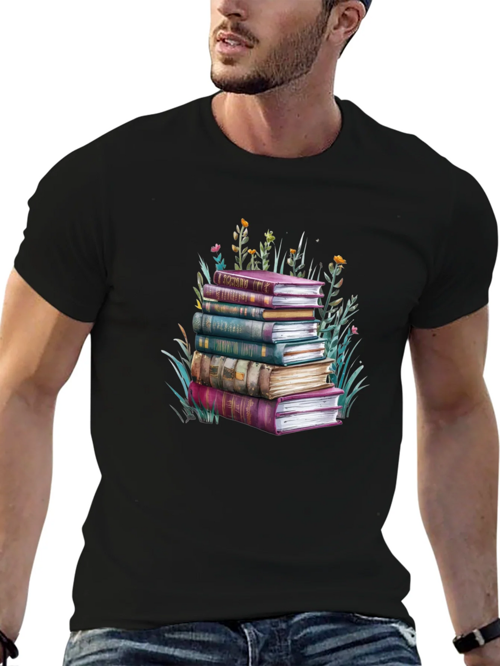 Book Stack Graphic Tee - Readers Delight product image 2