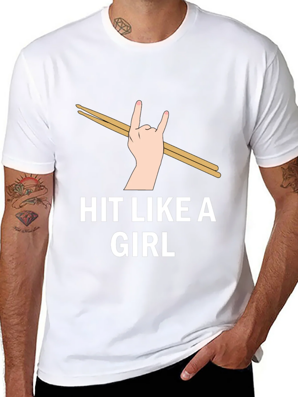 Hit Like a Girl Graphic Tee - Drummer Rock Hand T-Shirt product image 7