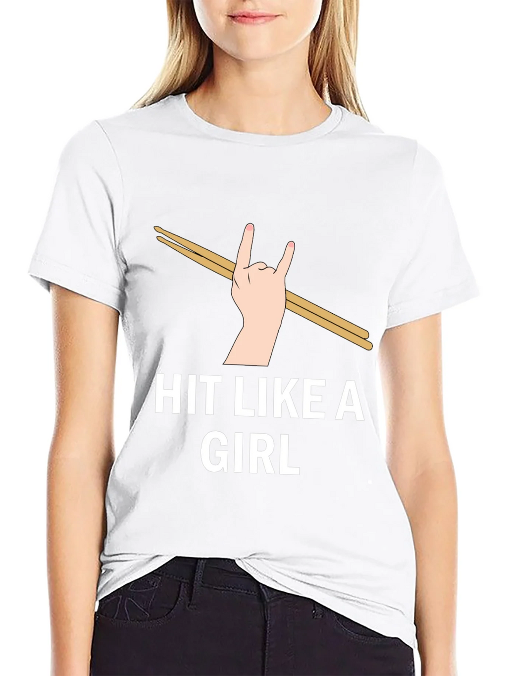 Hit Like a Girl Graphic Tee - Drummer Rock Hand T-Shirt product image 8