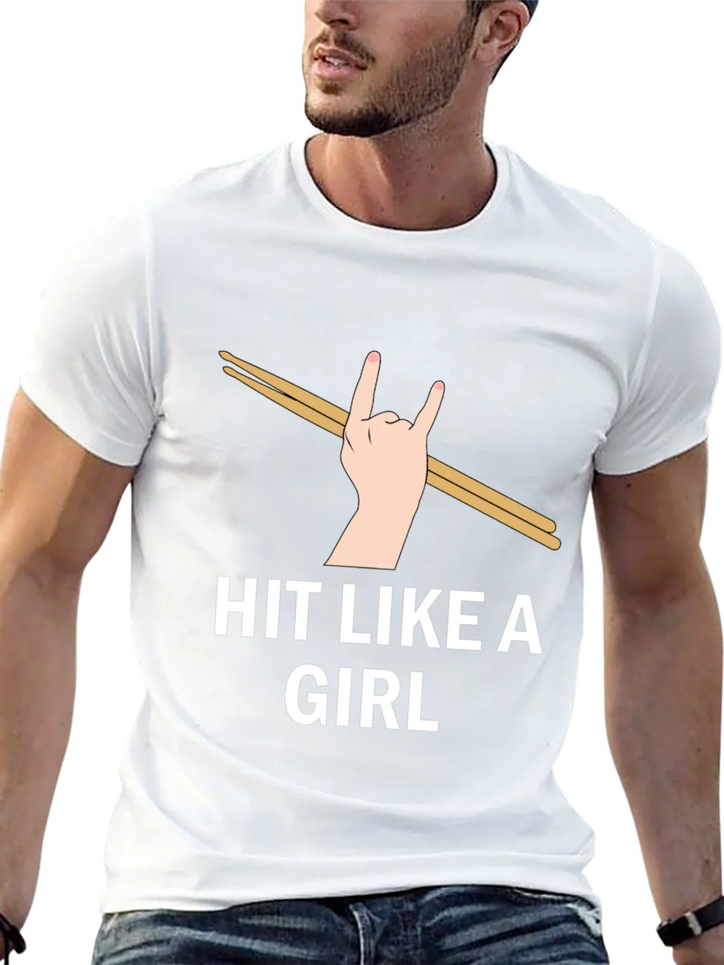 Hit Like a Girl Graphic Tee - Drummer Rock Hand T-Shirt product image 12