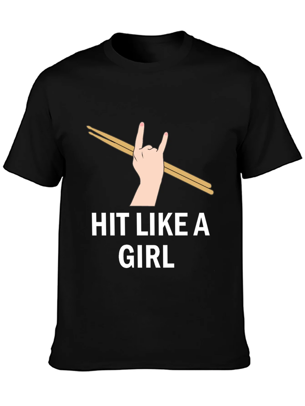 Hit Like a Girl Graphic Tee - Drummer Rock Hand T-Shirt product image 3