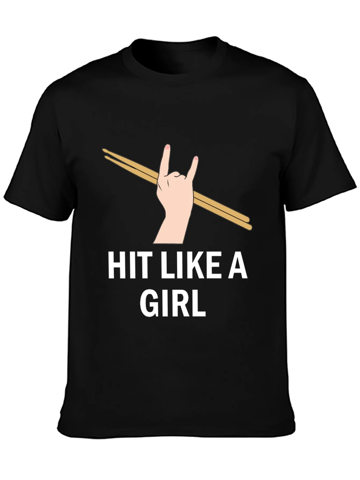 Hit Like a Girl Graphic Tee - Drummer Rock Hand T-Shirt product image 3
