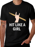 Hit Like a Girl Graphic Tee - Drummer Rock Hand T-Shirt product image 1