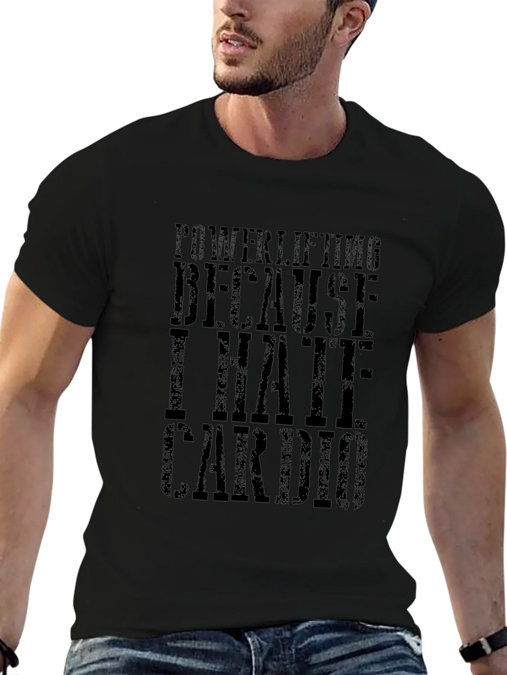 Powerlifting Because I Hate Cardio Black T-Shirt product image 6