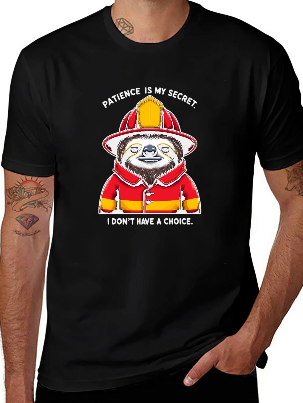 Funny Sloth Firefighter T-Shirt - Patience Is My Secret product image 1