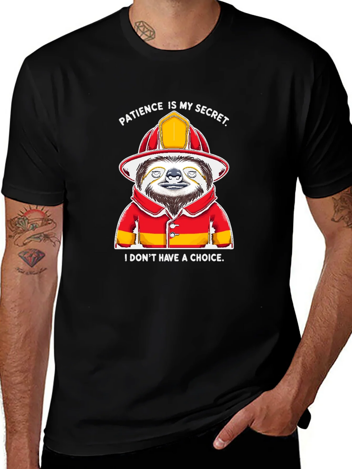 Funny Sloth Firefighter T-Shirt - Patience Is My Secret product image 1