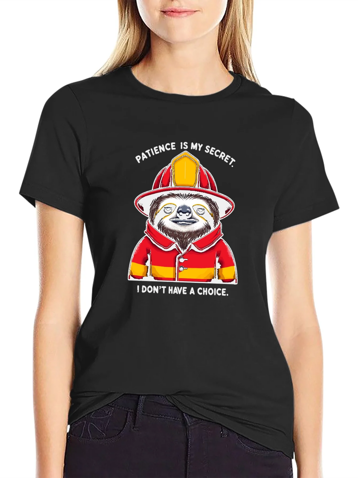Funny Sloth Firefighter T-Shirt - Patience Is My Secret product image 2
