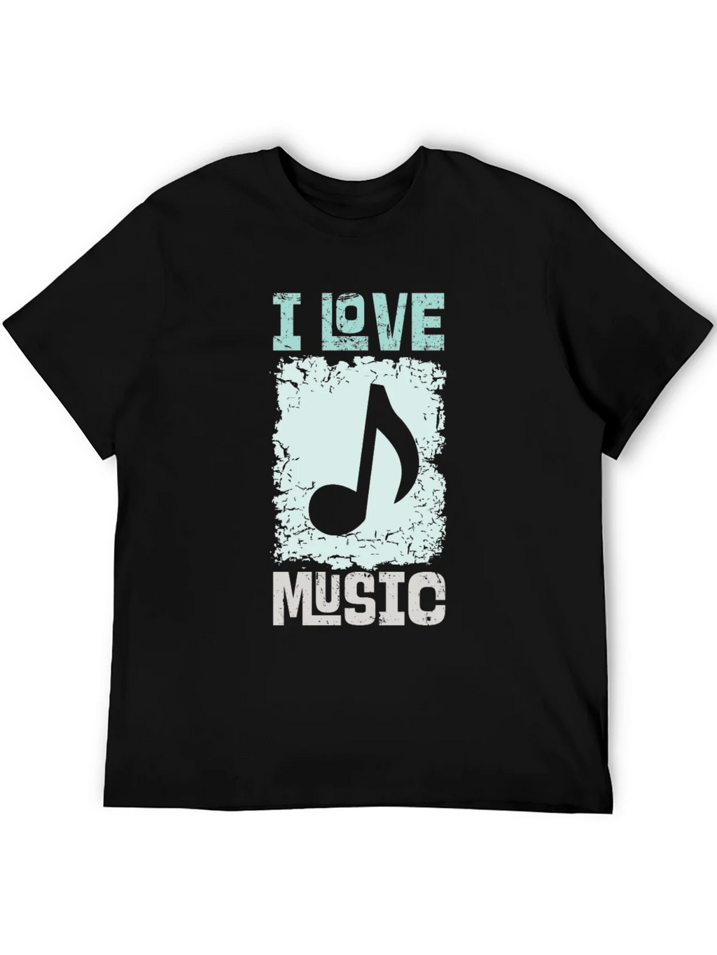 I Love Music Graphic Print Black T-Shirt product image 3
