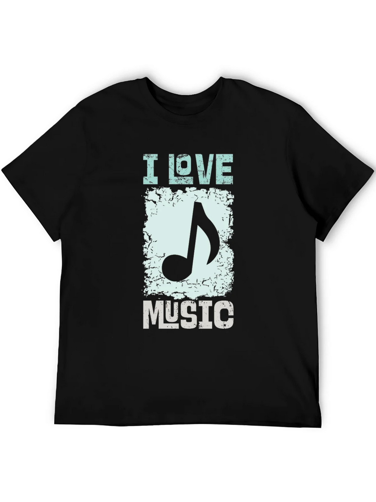 I Love Music Graphic Print Black T-Shirt product image 3