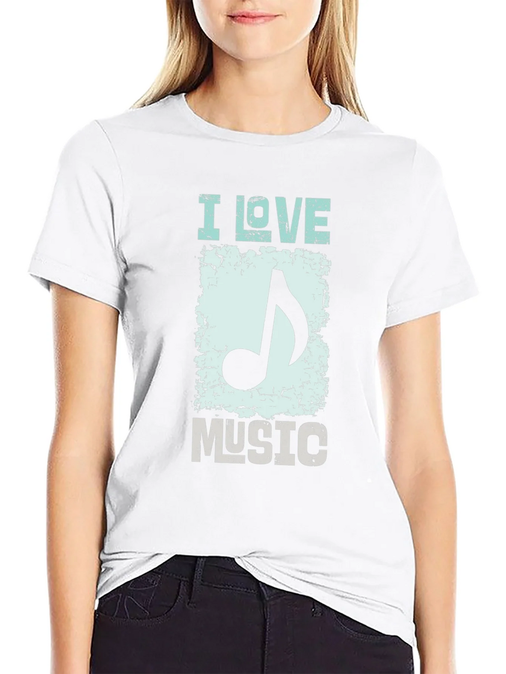 I Love Music Graphic Print Black T-Shirt product image 6