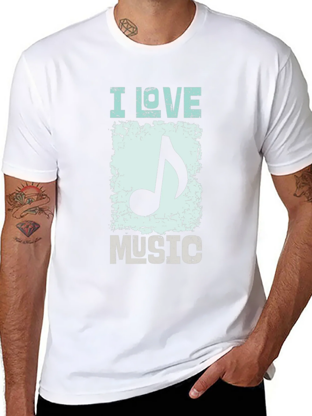 I Love Music Graphic Print Black T-Shirt product image 5