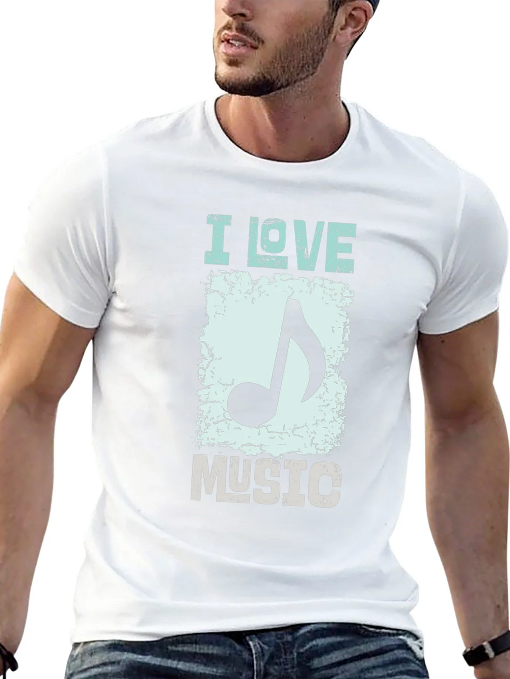 I Love Music Graphic Print Black T-Shirt product image 10