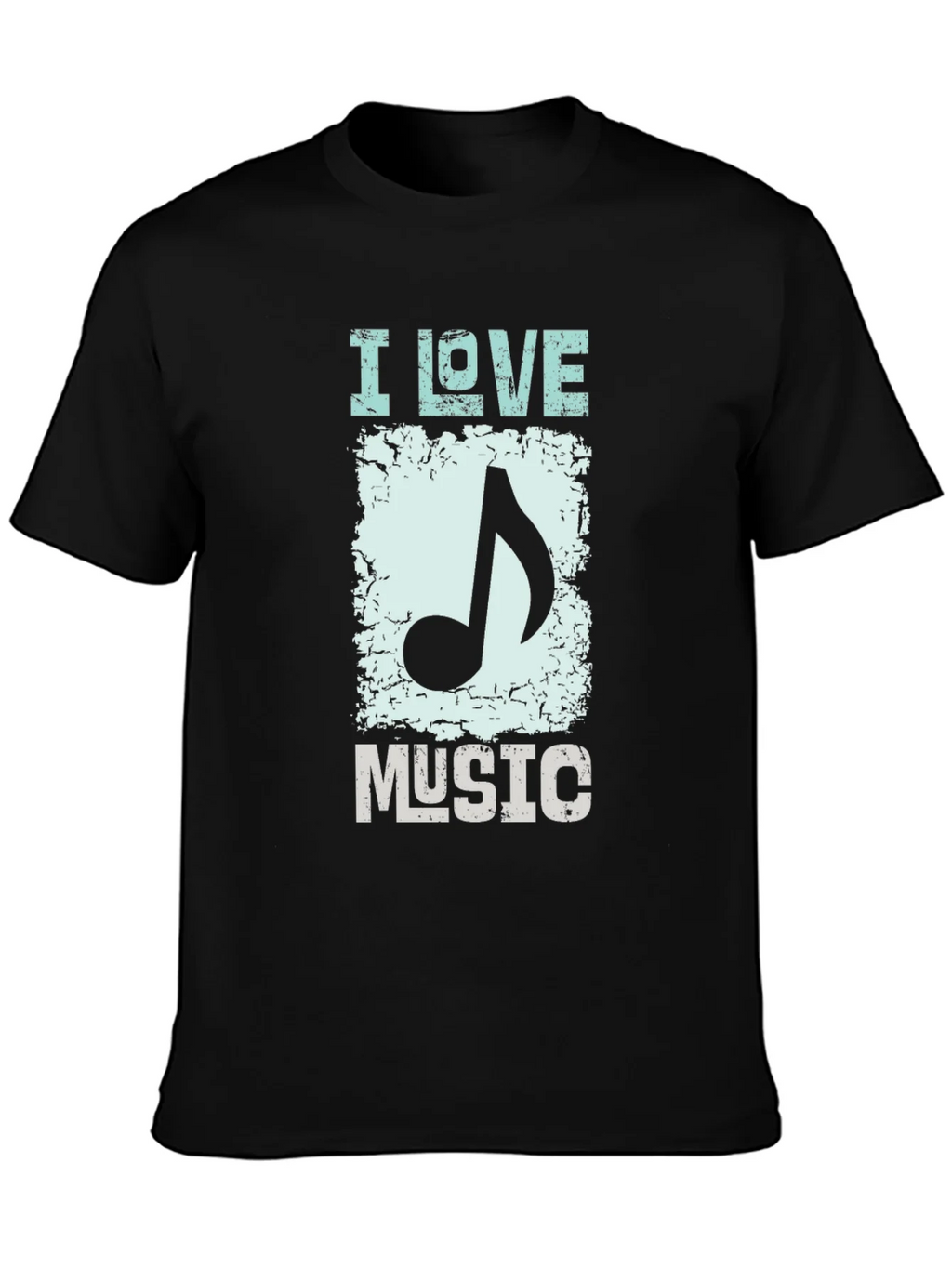 I Love Music Graphic Print Black T-Shirt product image 2