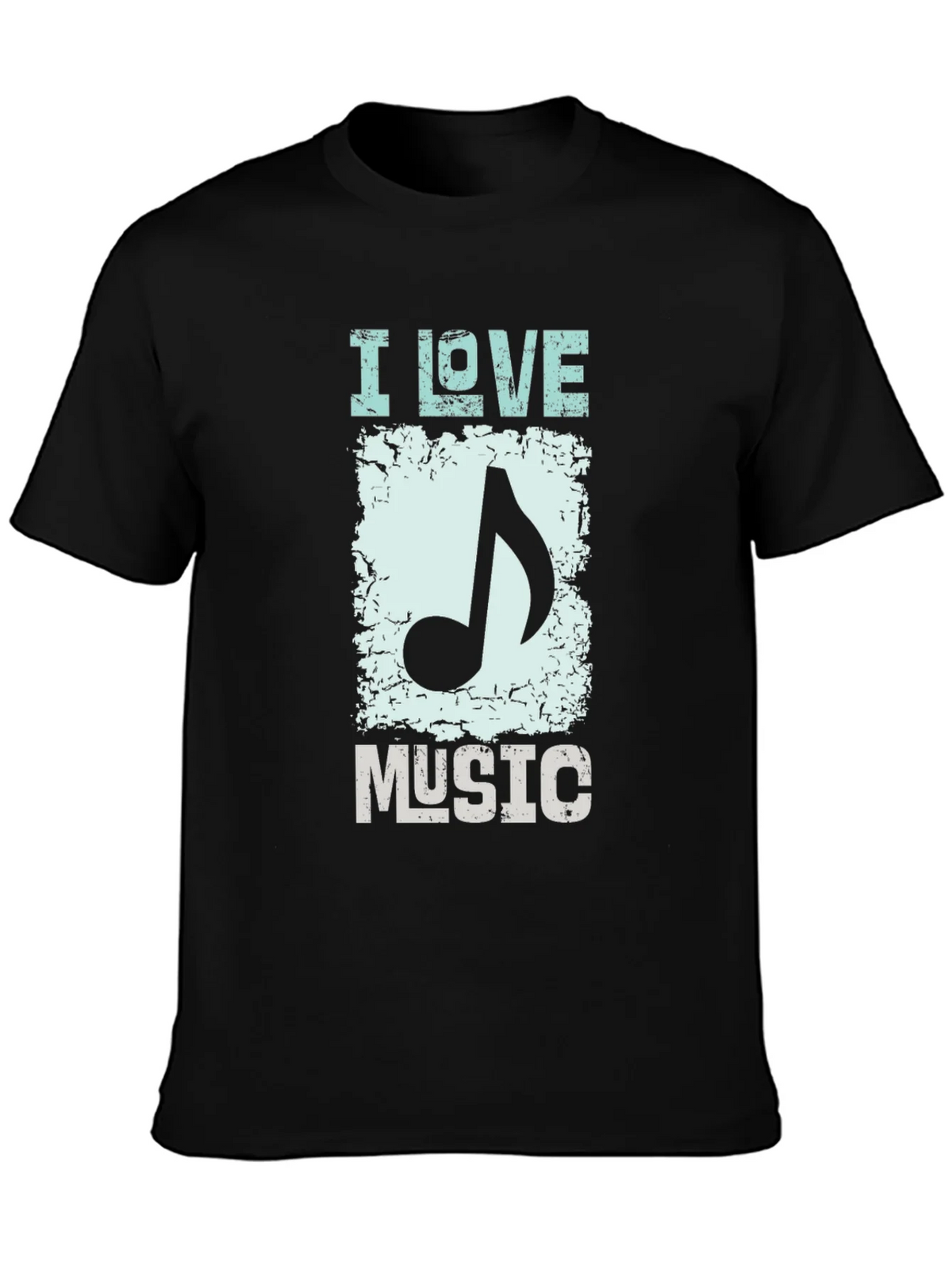 I Love Music Graphic Print Black T-Shirt product image 2