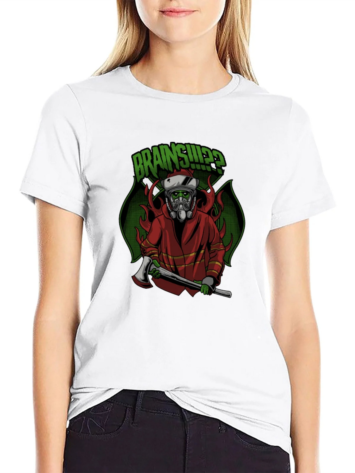 Zombie Firefighter T-Shirt: Brains!? product image 8