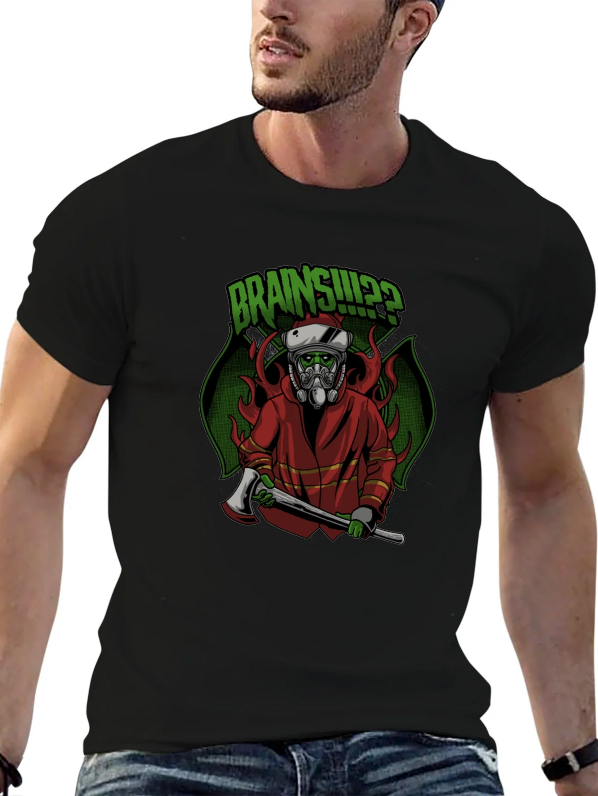 Zombie Firefighter T-Shirt: Brains!? product image 6