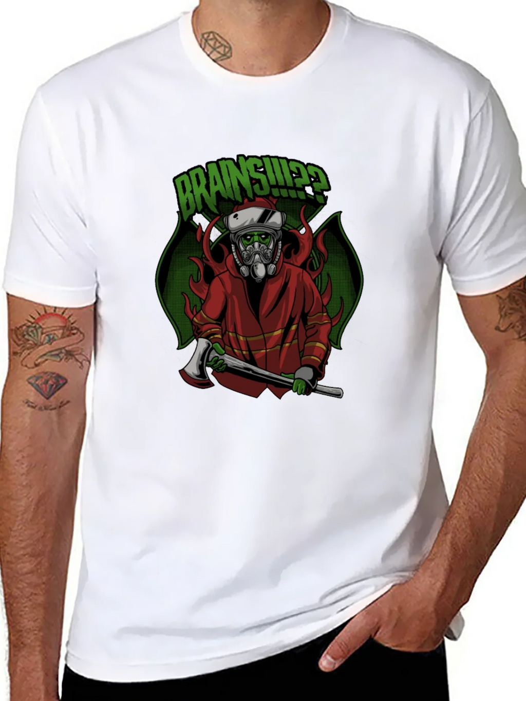 Zombie Firefighter T-Shirt: Brains!? product image 7