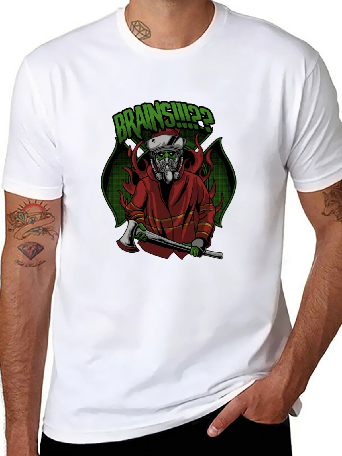 Zombie Firefighter T-Shirt: Brains!? product image 7