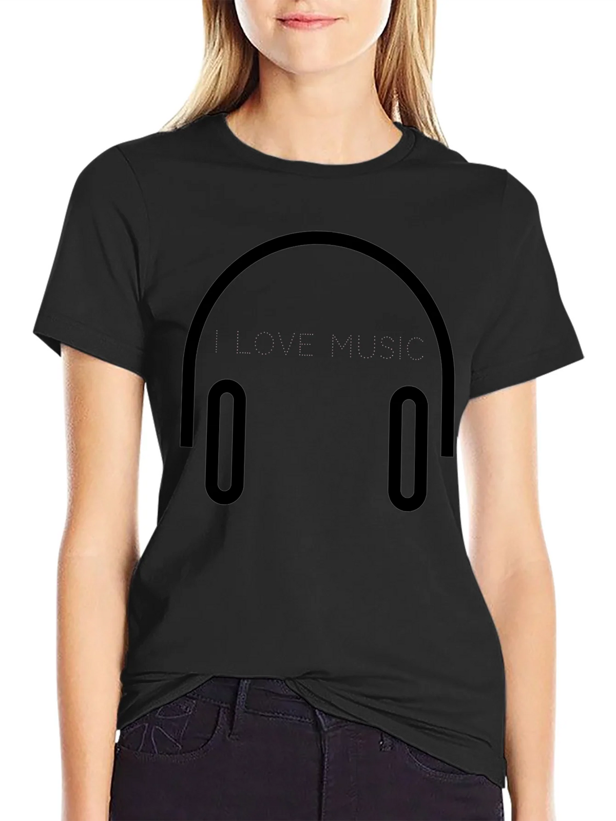 I Love Music Black T-Shirt product image 1