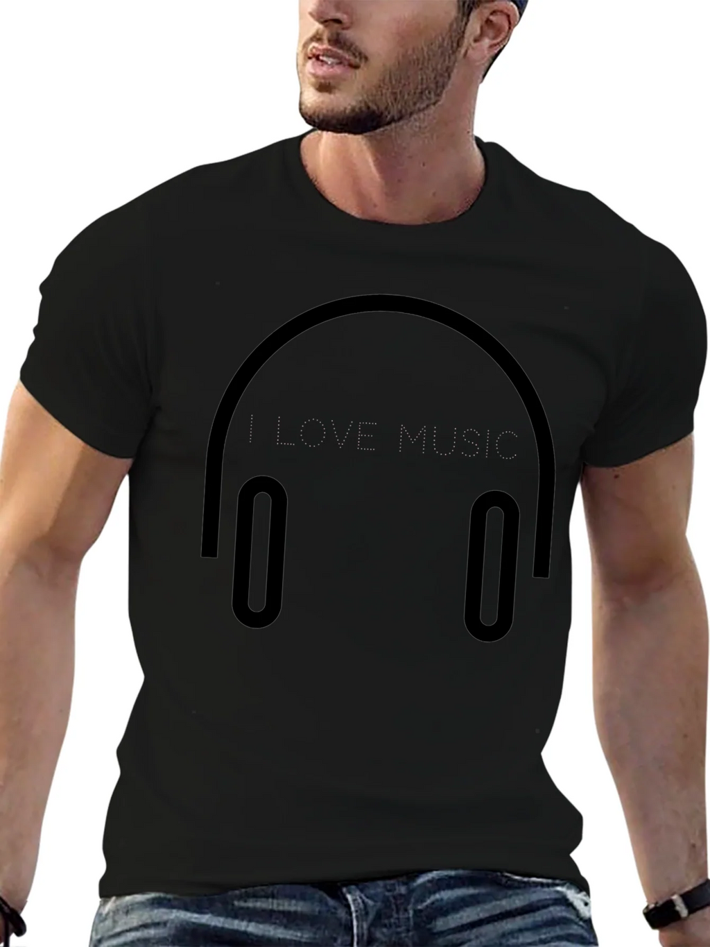 I Love Music Black T-Shirt product image 3