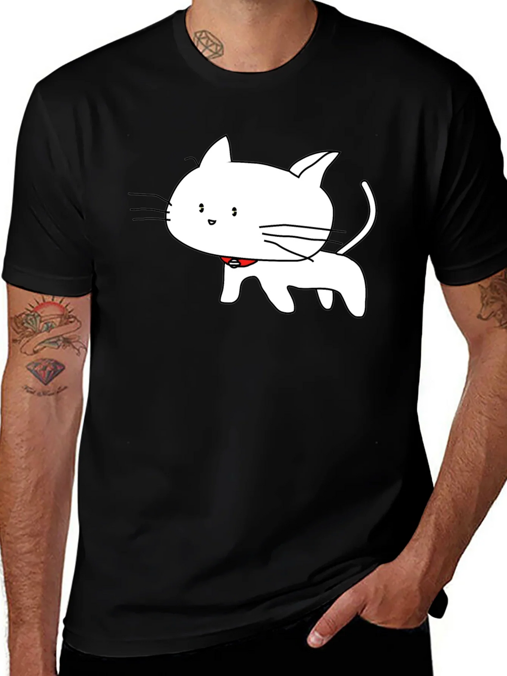 Cute Cartoon Cat T-Shirt - Black product image 1