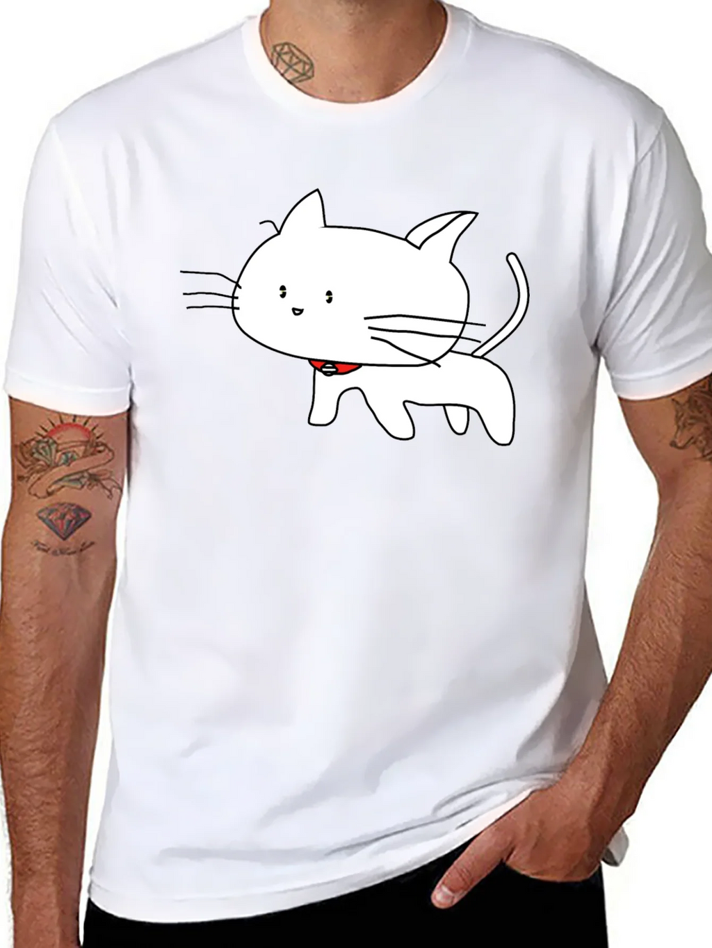 Cute Cartoon Cat T-Shirt - Black product image 7