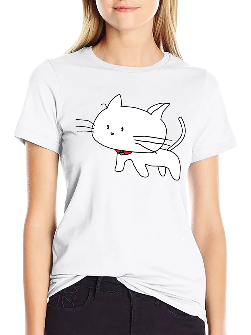 Cute Cartoon Cat T-Shirt - Black product image 8