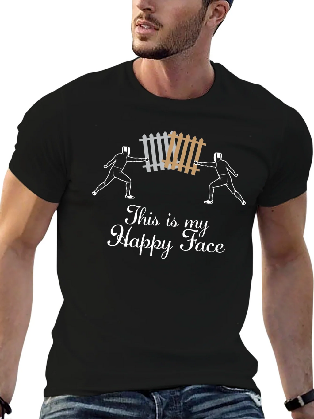 Funny Fencing T-Shirt - This is My Happy Face product image 6