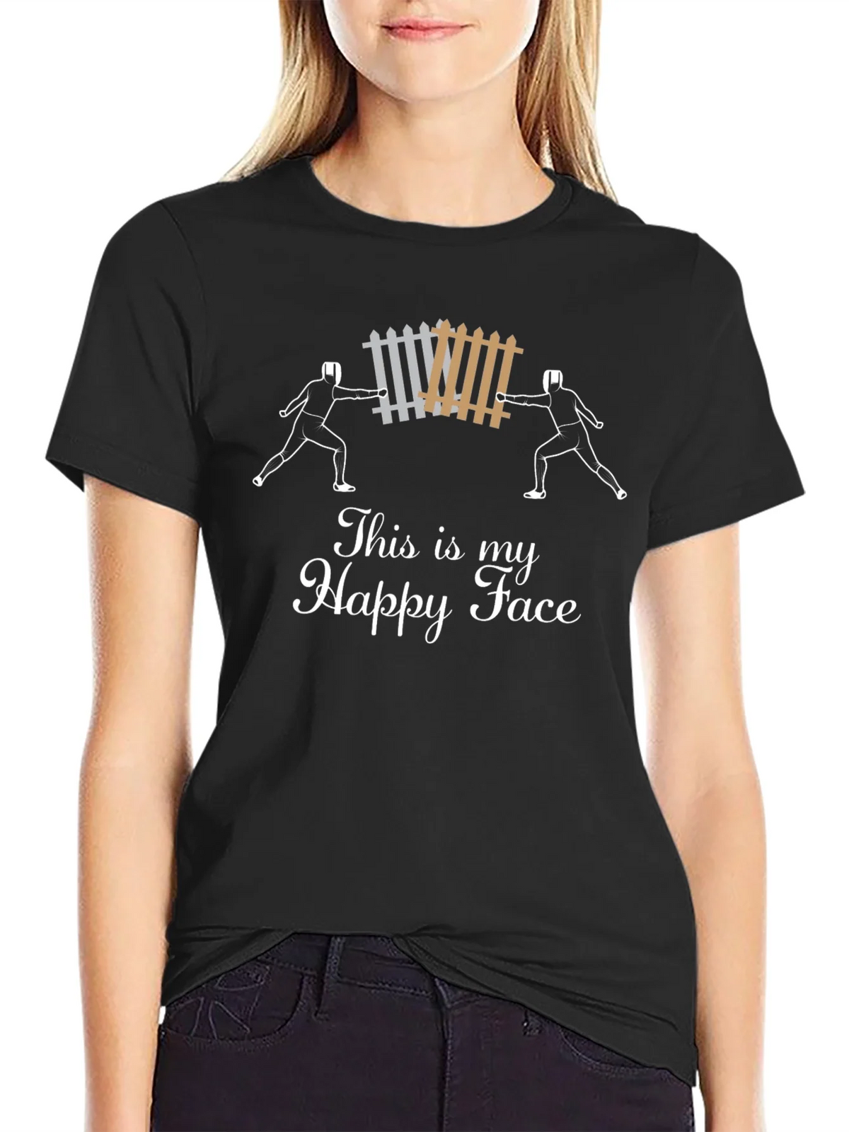 Funny Fencing T-Shirt - This is My Happy Face product image 2