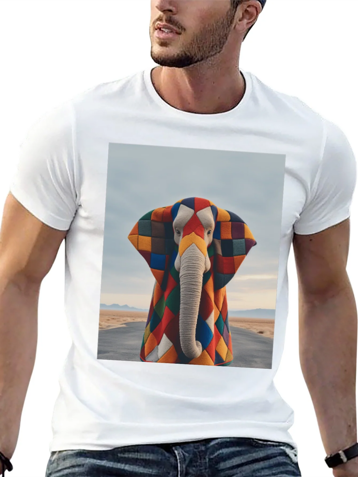Colorful Patchwork Elephant Graphic Tee product image 12