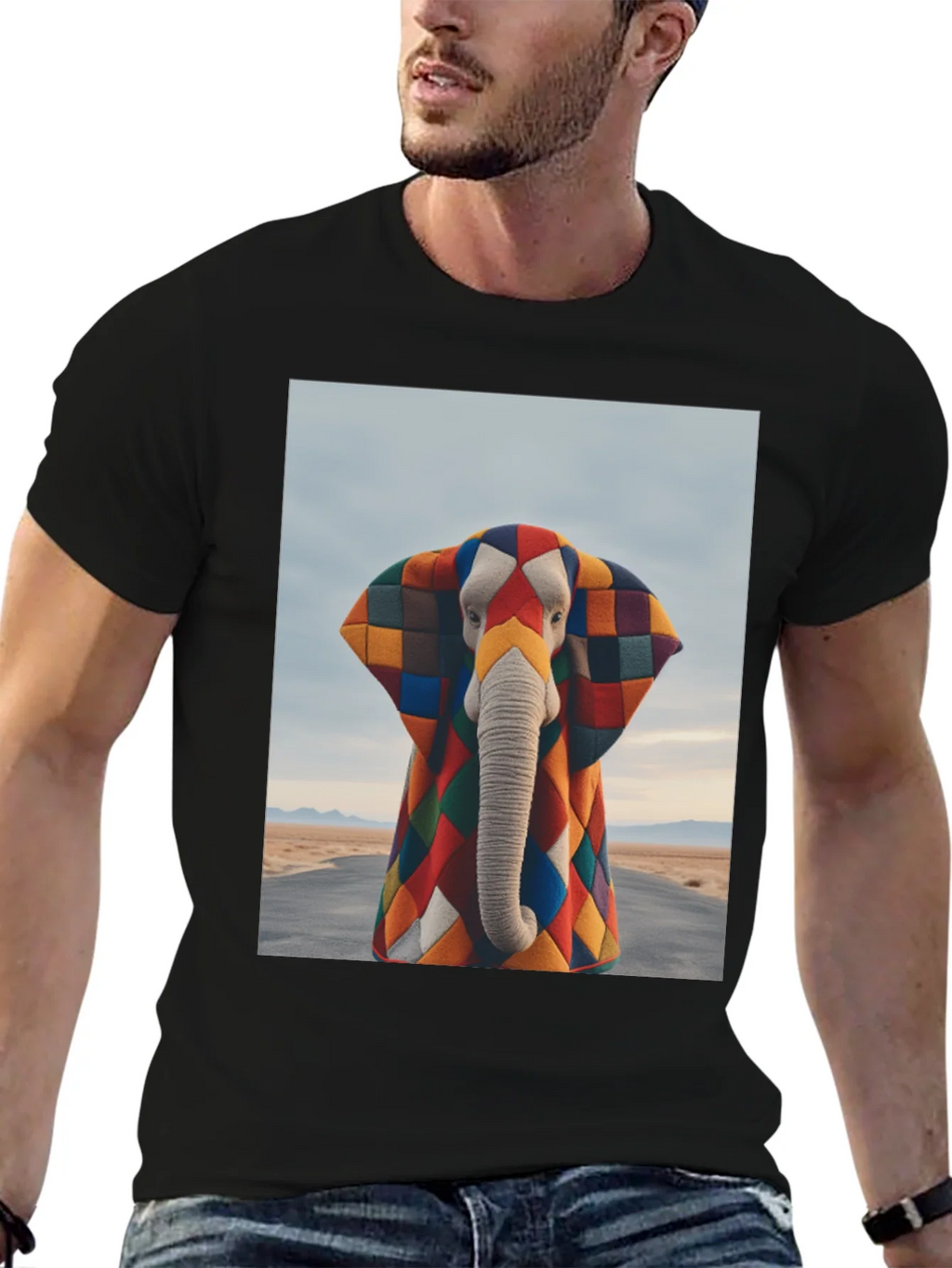 Colorful Patchwork Elephant Graphic Tee product image 6