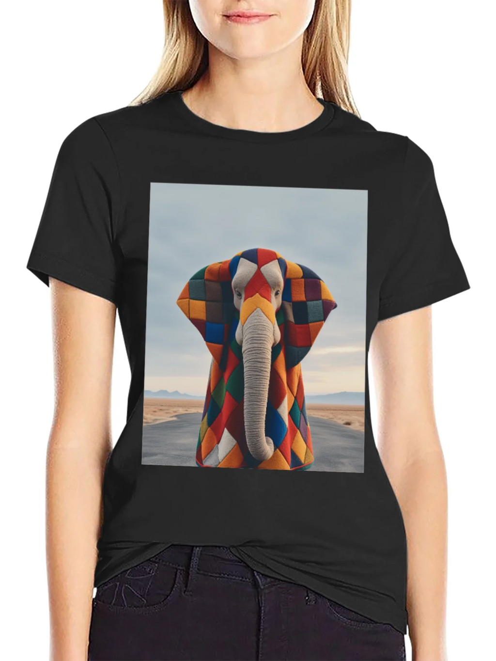 Colorful Patchwork Elephant Graphic Tee product image 2