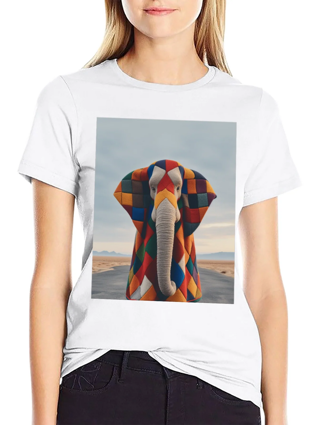 Colorful Patchwork Elephant Graphic Tee product image 8