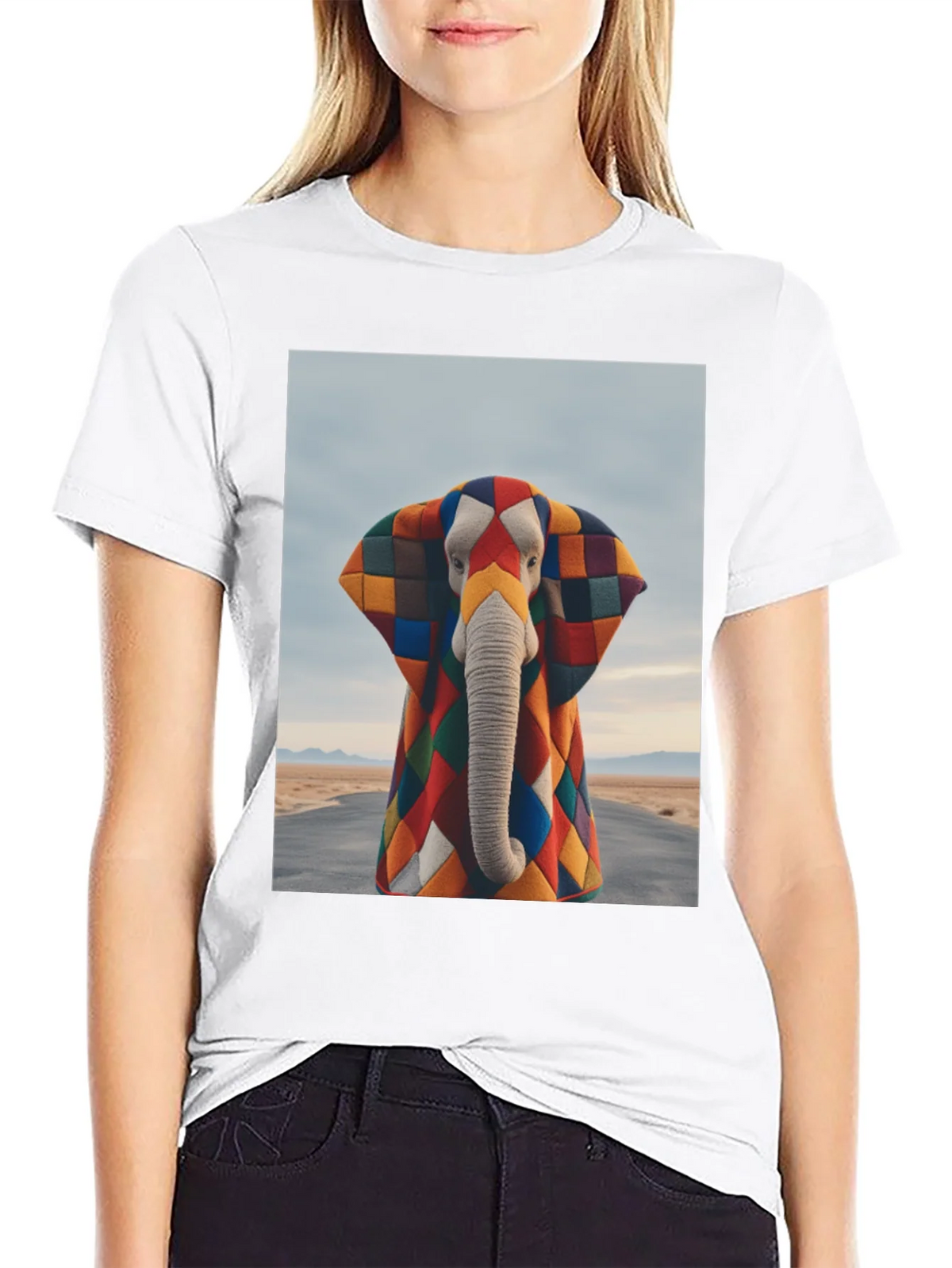 Colorful Patchwork Elephant Graphic Tee product image 8