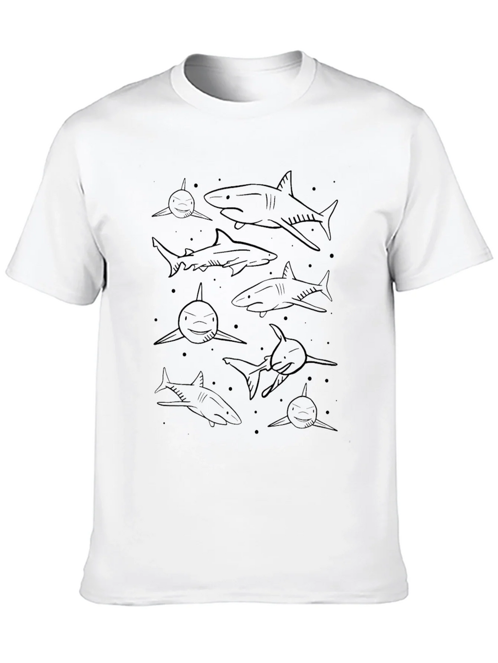 Mens Shark Pattern Black Graphic Tee product image 8