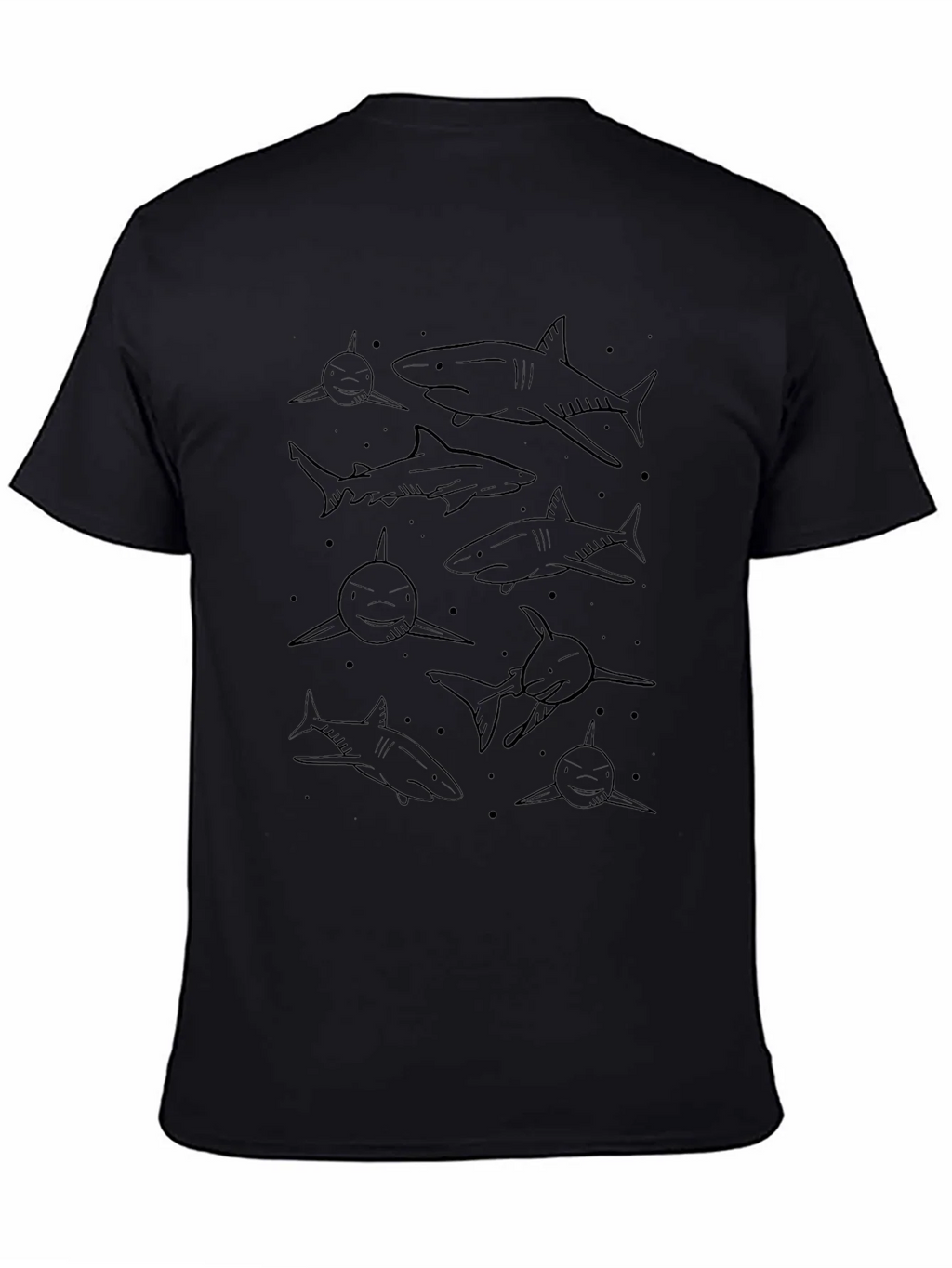 Mens Shark Pattern Black Graphic Tee product image 4