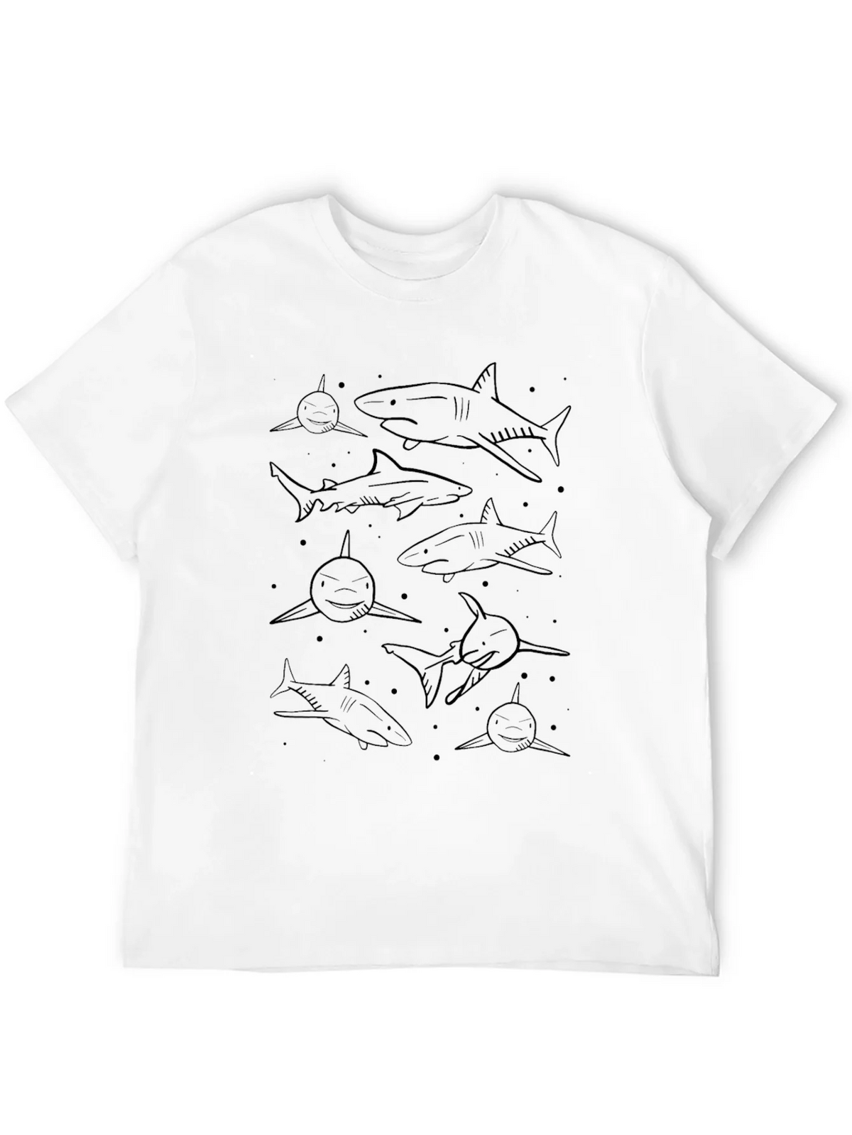 Mens Shark Pattern Black Graphic Tee product image 10