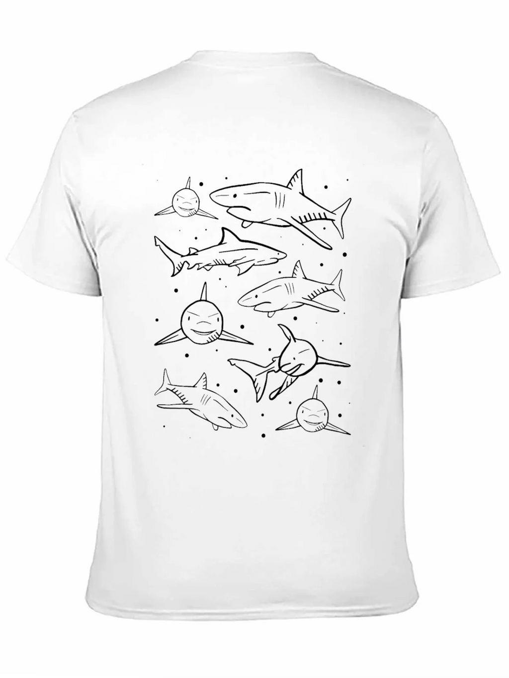 Mens Shark Pattern Black Graphic Tee product image 9