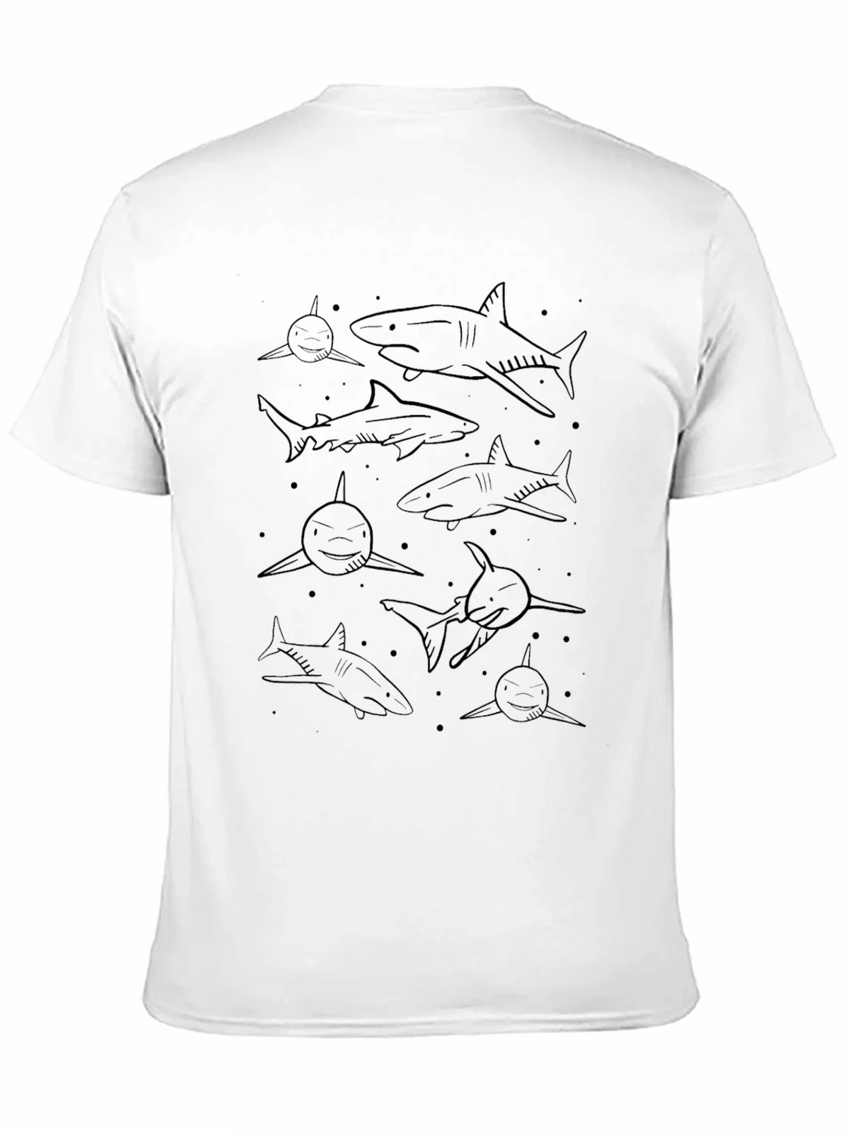 Mens Shark Pattern Black Graphic Tee product image 9