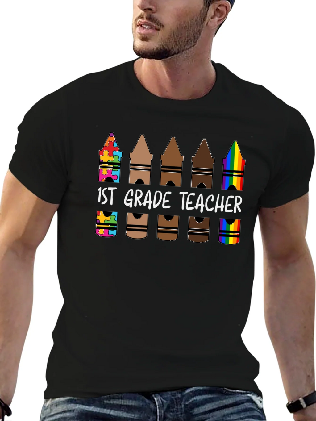 1st Grade Teacher Crayon T-Shirt product image 6