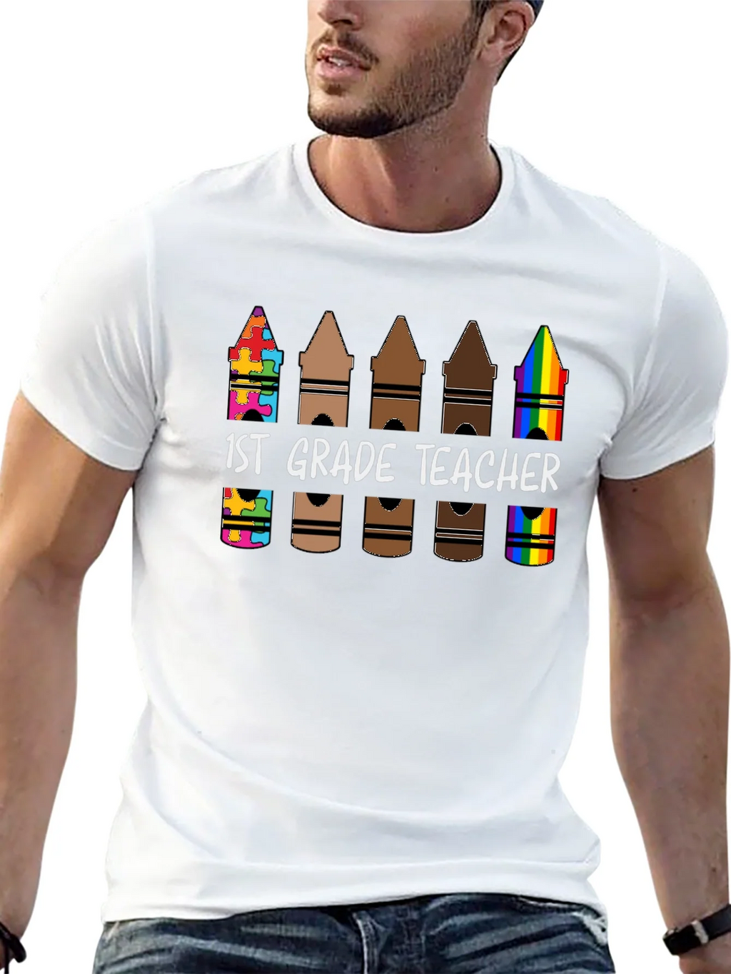 1st Grade Teacher Crayon T-Shirt product image 12