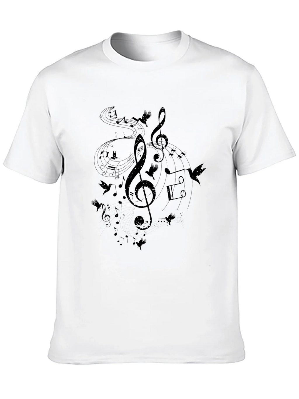 Musical Notes Birds Black T-Shirt product image 9