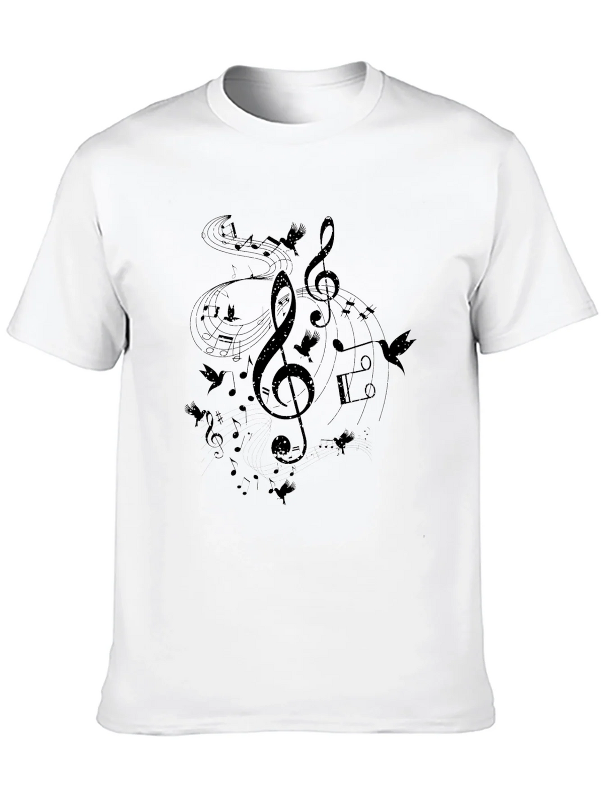 Musical Notes Birds Black T-Shirt product image 9