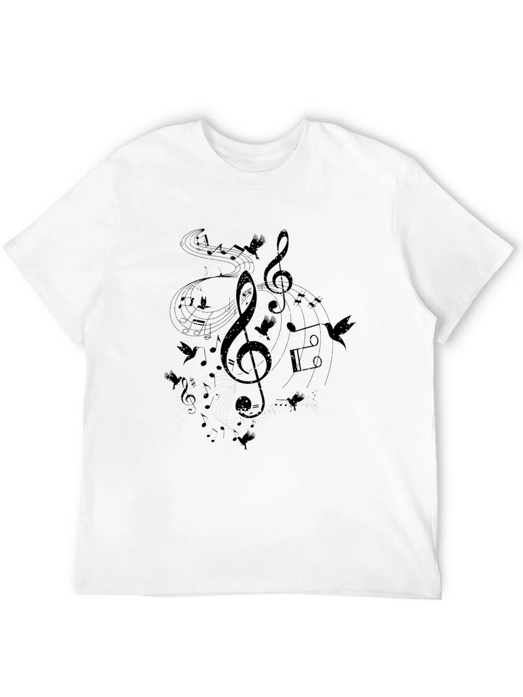 Musical Notes Birds Black T-Shirt product image 11